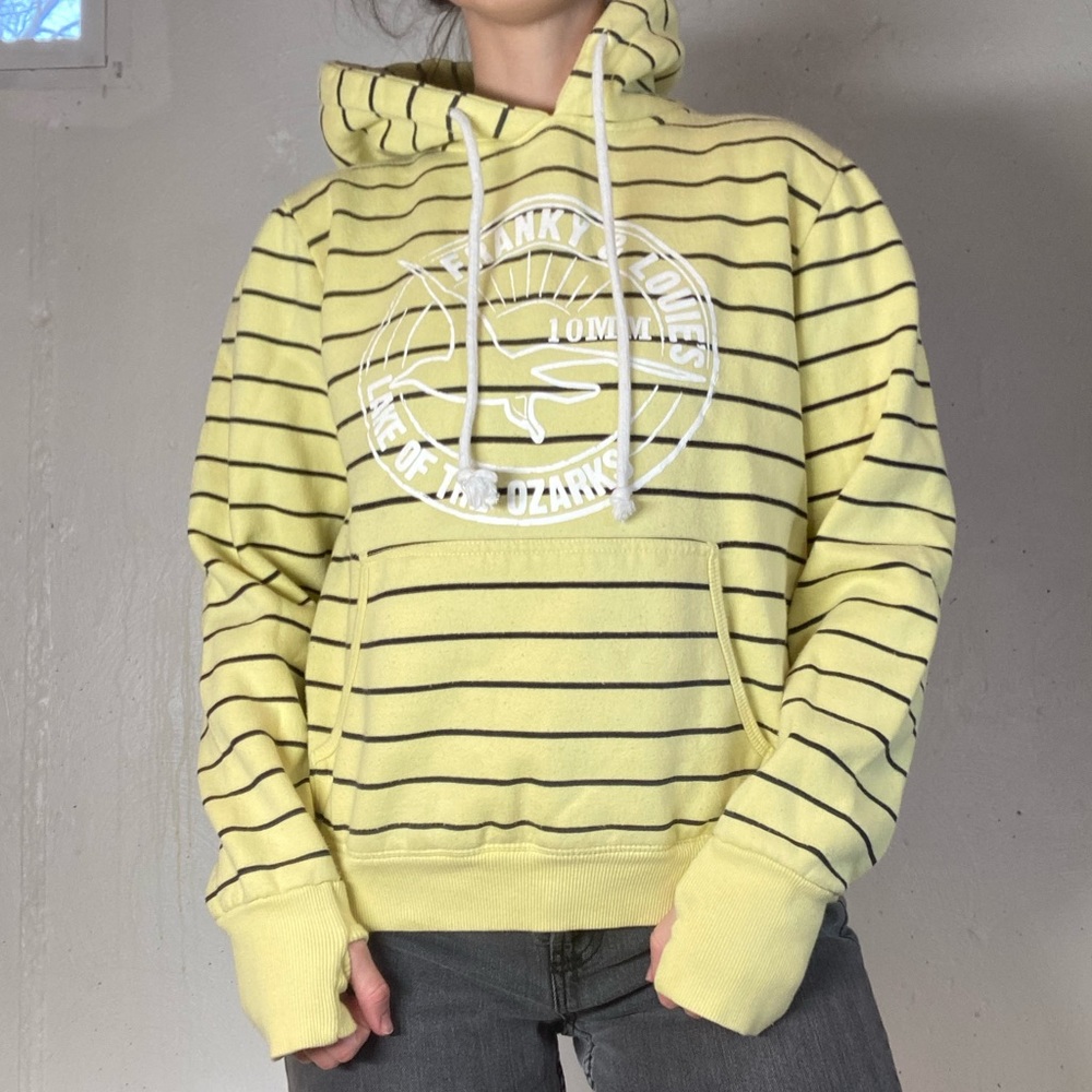 Pastel Yellow Striped Preppy Beach Hooded Sweatshirt